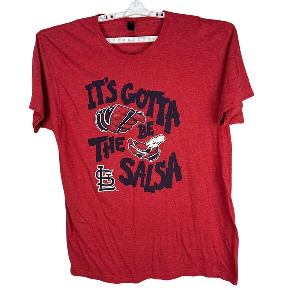 St Louis Cardinals Red Its Gotta Be The Salsa T Shirt Mens Size XL Tultex Tee - Picture 2 of 6